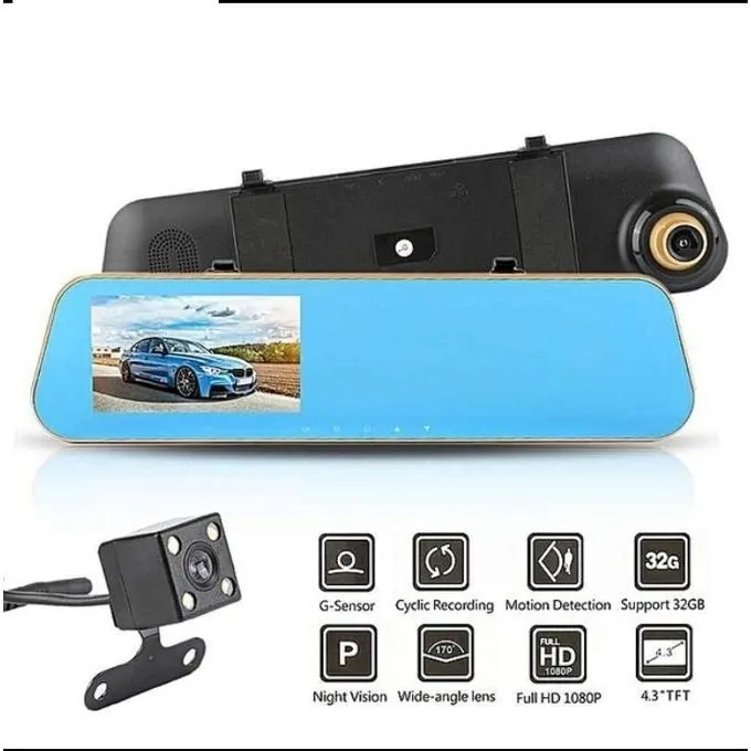 Retrovisor Dvr Full Hd 1080 Camara Frontal Touch + Reversa - Image 2