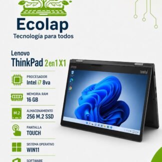 Lenovo ThinkPad X1 2 en 1 | Intel Core i7 8va Gen | 16 GB RAM | SSD M.2 256 GB | Pantalla Táctil | Windows 11 + Office